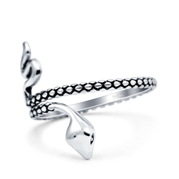 Snake Oxidized Band Solid 925 Sterling Silver Thumb Ring (21mm)